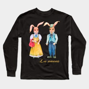 Rabbit illustration water color Long Sleeve T-Shirt